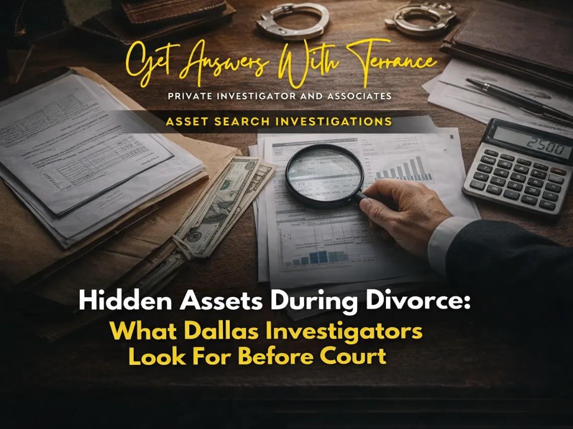 "hidden assets during divorce Dallas financial investigation documents"