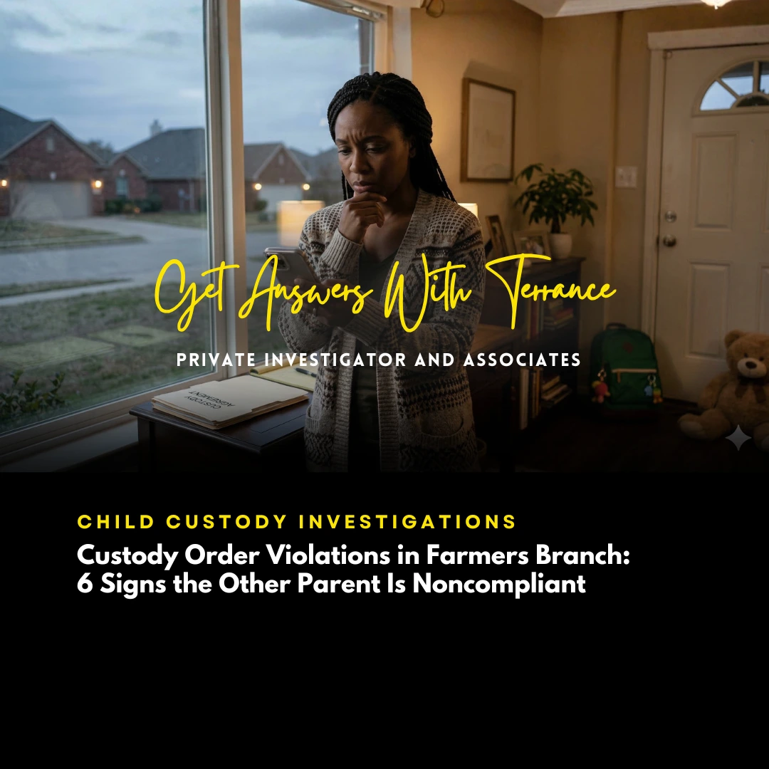 Custody order violation documentation in Farmers Branch Texas