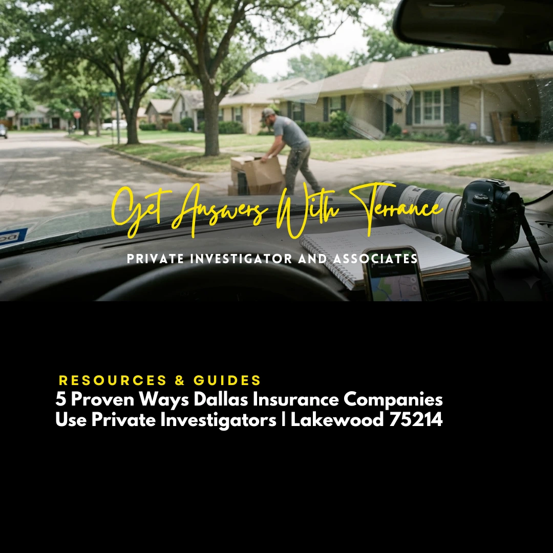 Dallas insurance private investigator conducting covert surveillance in Lakewood TX 75214