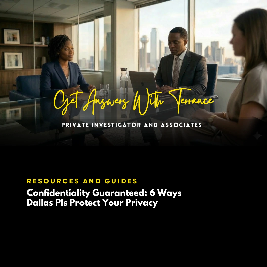 Dallas private investigator confidentiality consultation — Terrance PI protecting client privacy in North Dallas TX 75230