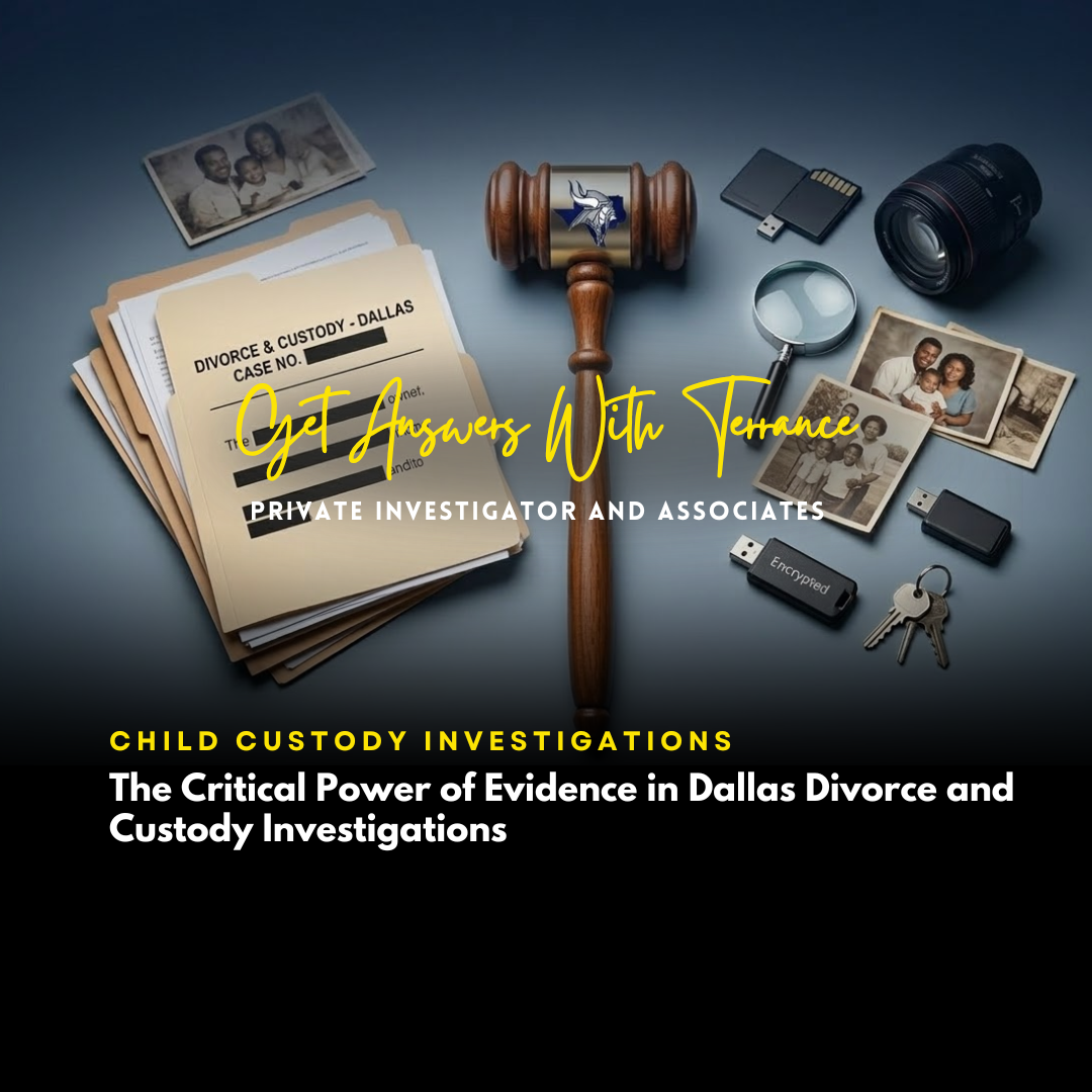 Private investigators reviewing surveillance evidence at a computer during a professional investigation in Dallas