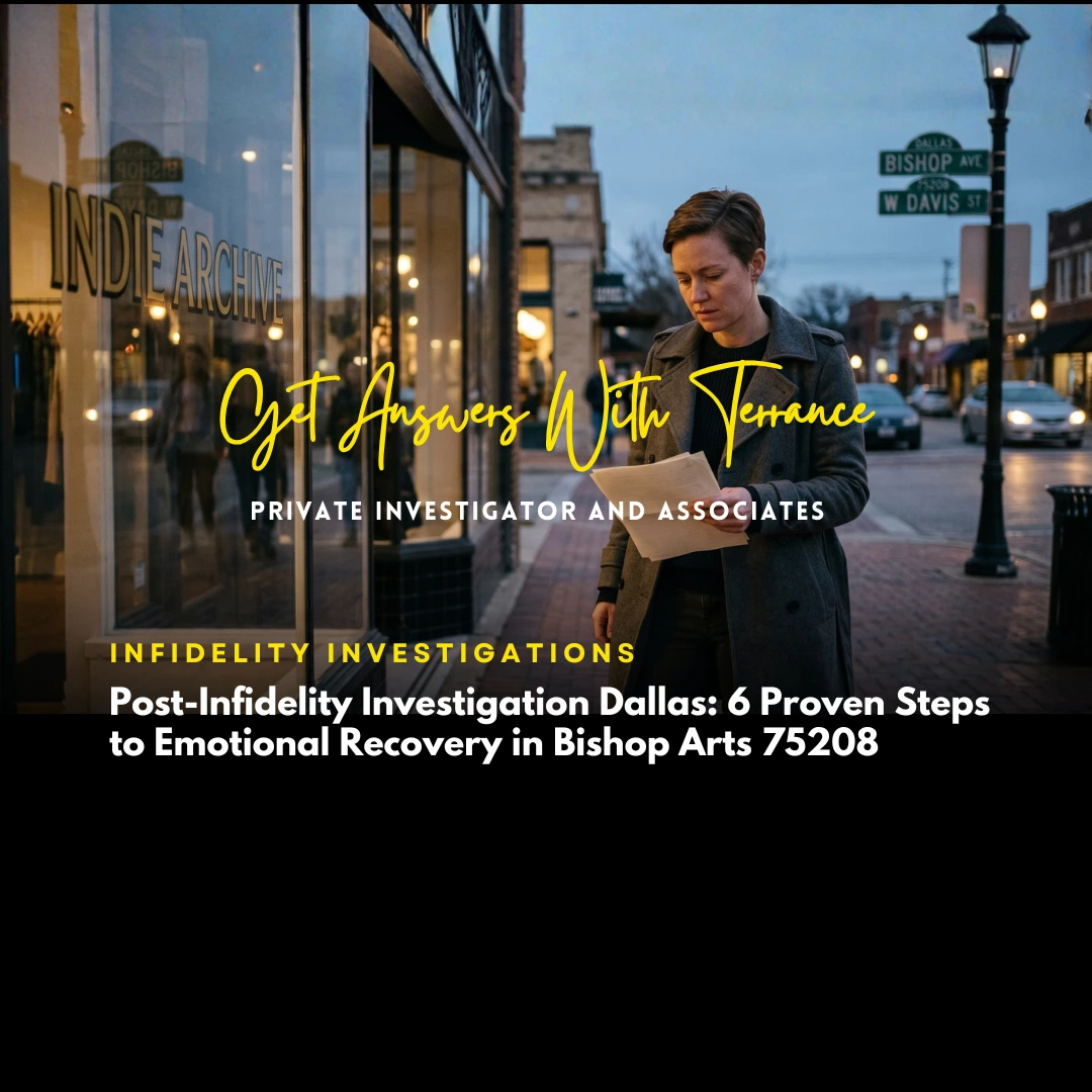 post-infidelity investigation Dallas Bishop Arts 75208 emotional recovery private investigator next steps TX
