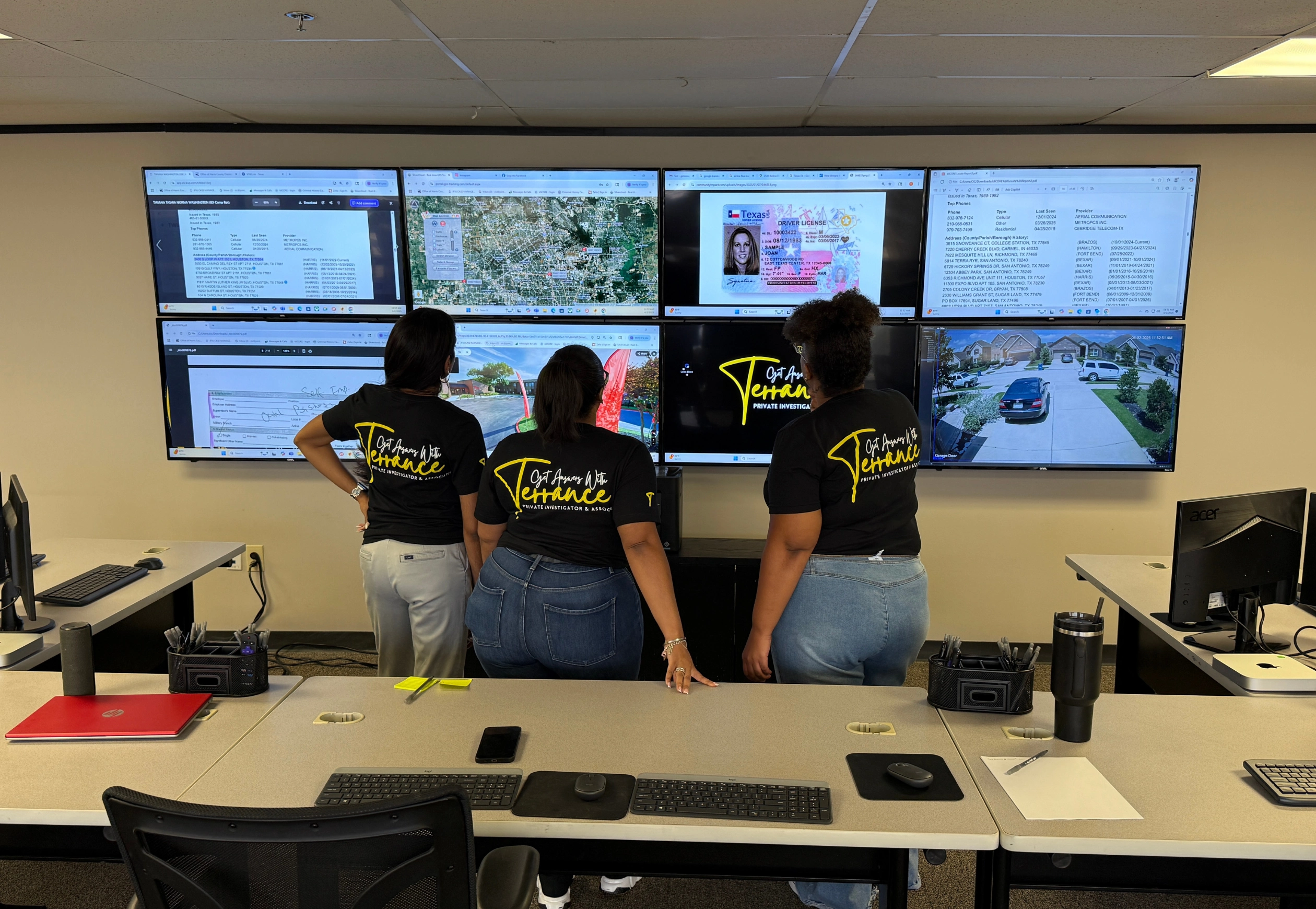 Investigators reviewing surveillance and case data